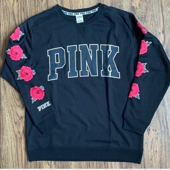 VS PINK Rose Sweatshirt - Black - Picture 2 of 5